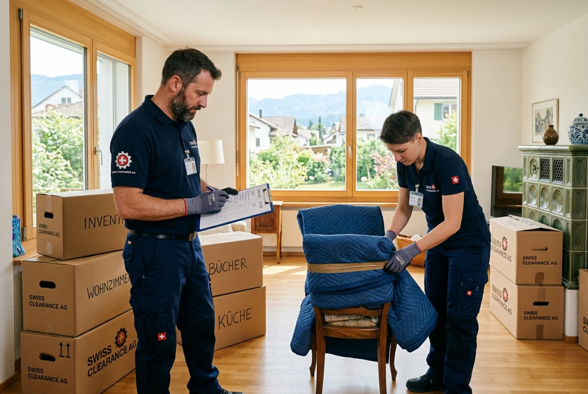 CLEARX Fachteam prüft Inventarliste bei einer Hausräumung in Winterthur